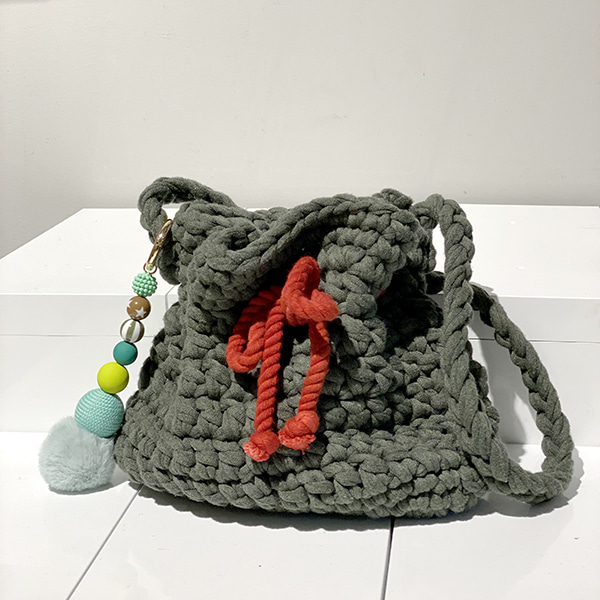 만두백_darkgreen_ Handmade bag